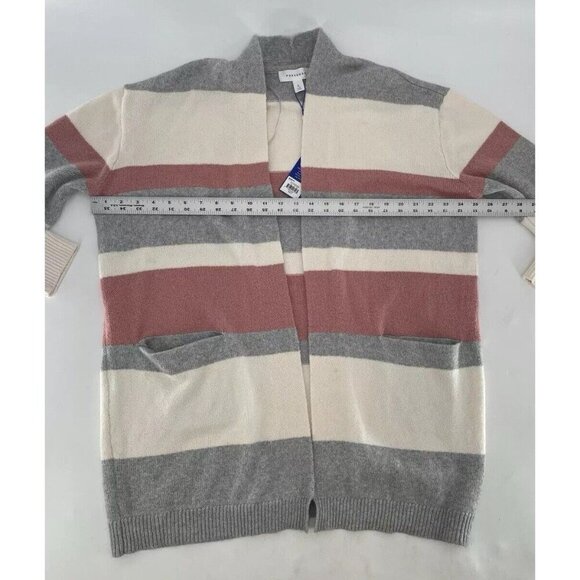 NWT Popsugar Striped Cardigan Sweater Long Sleeve Open Front Pockets Sz L Boho - Picture 8 of 9